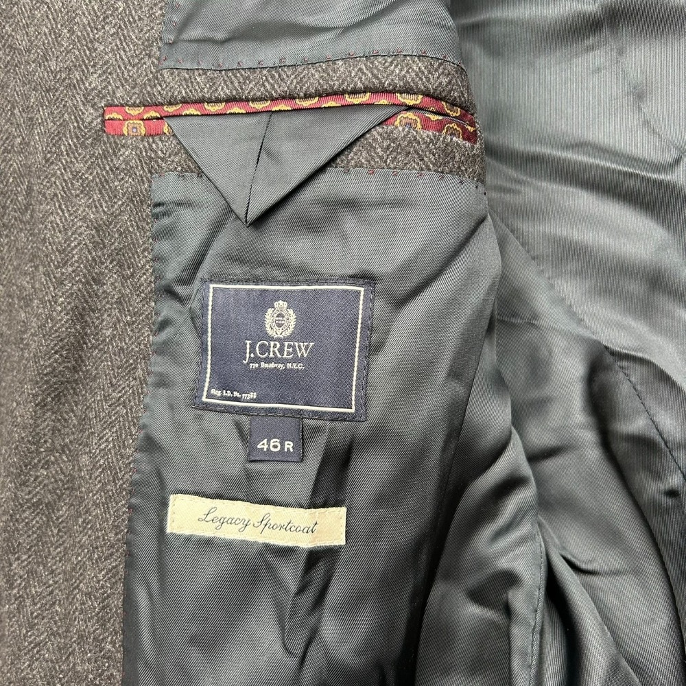 JCrew Legacy Sportcoat Moon Blazer Mens 46R Gray Herringbone 3-Button - Picture 10 of 15